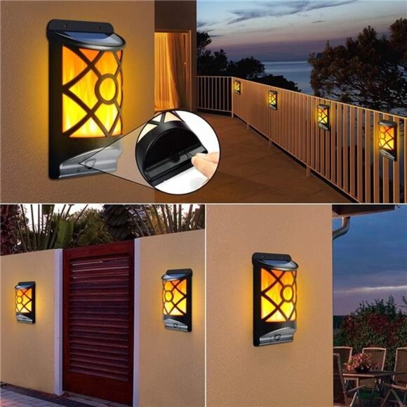 Solar Flame Lights Wall Mount Lanterns - Picture 4 of 7